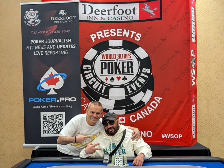 Harpreet Gill, Winner of $1k Turbo, celebrating with Sharma Time! – 2025 WSOPC Calgary Oct – Event #11: $1,000 NLH Turbo