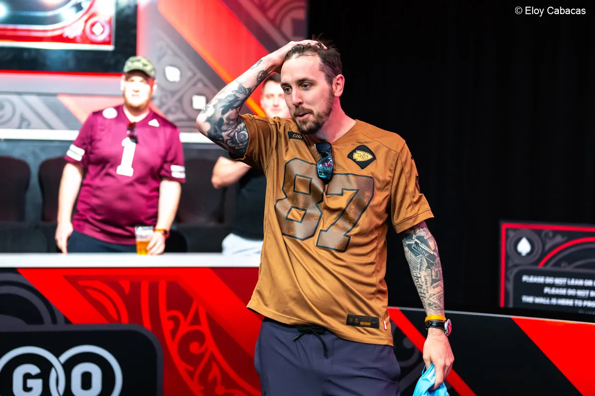 Ben Collins is overwhelmed after winning the Salute to Warriors at the 2024 WSOP