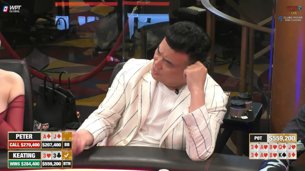 Peter annoyed after losing $559,200 pot against Keating
