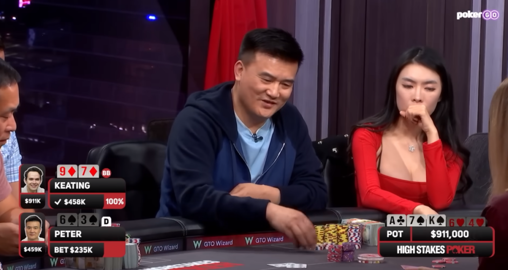 Peter smiling after losing $911,00 pot
