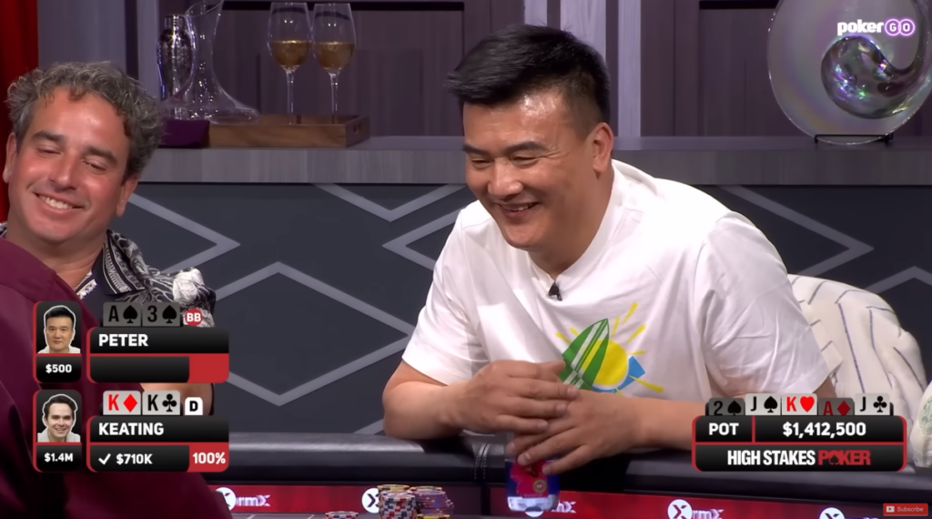 Peter smiling after losing the biggest pot in history of High Stakes Poker