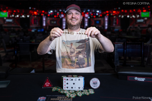 Scott Seiver proudly showing off his third bracelet of 2024 and 7th lifetime