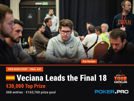 Veciana Leads Final 18 in PartyPoker Tour Castellón Main Event Final as Moschakis Wins Side Event and Pauceanu Leads Mystery Bounty