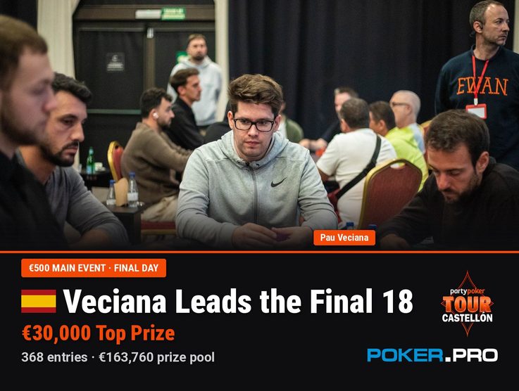 Veciana Leads Final 18 in PartyPoker Tour Castellón Main Event Final as Moschakis Wins Side Event and Pauceanu Leads Mystery Bounty