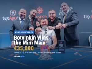 Ivan Botvinkin Wins the WSOP Circuit Malta €300 Mini Main Event for €35,000