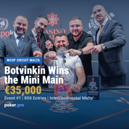 Ivan Botvinkin Wins the WSOP Circuit Malta €300 Mini Main Event for €35,000