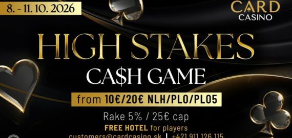 Join the Card Casino Šamorín High Stakes Cash Game October 8-11