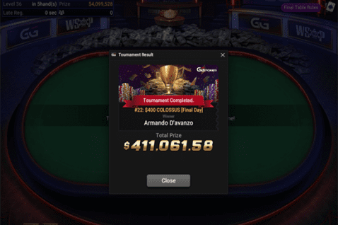 Armando D'avanzo Wins 2021 World Series of Poker Online COLOSSUS for $411