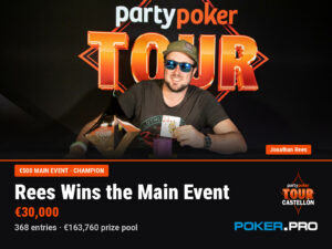 Jonathan Rees Lands Career-Best Score with PartyPoker Tour Castellón Main Event Win (€30,000)