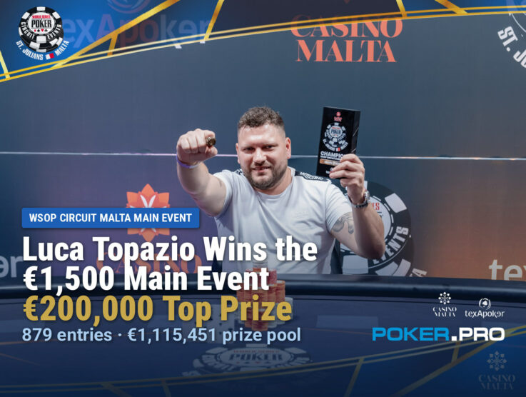 Luca Topazio Wins First-Ever WSOP Circuit Malta Main Event for €200,000