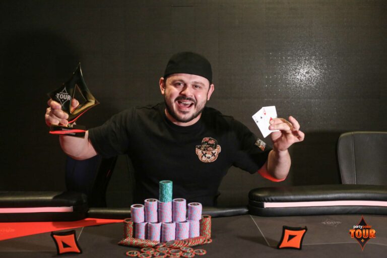 Ion Oprea, winner of the £150 Mini Main Event during the 2025 PartyPoker Tour Manchester. Photo: PartyPoker