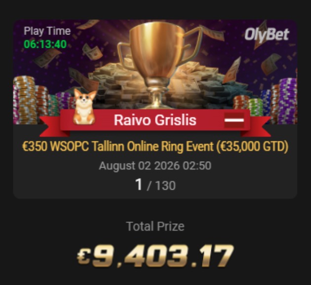 Raivo Grislis 2026 WSOP Circuit Ring Win