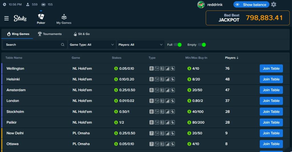 Stake Poker 2025 Cash Lobby
