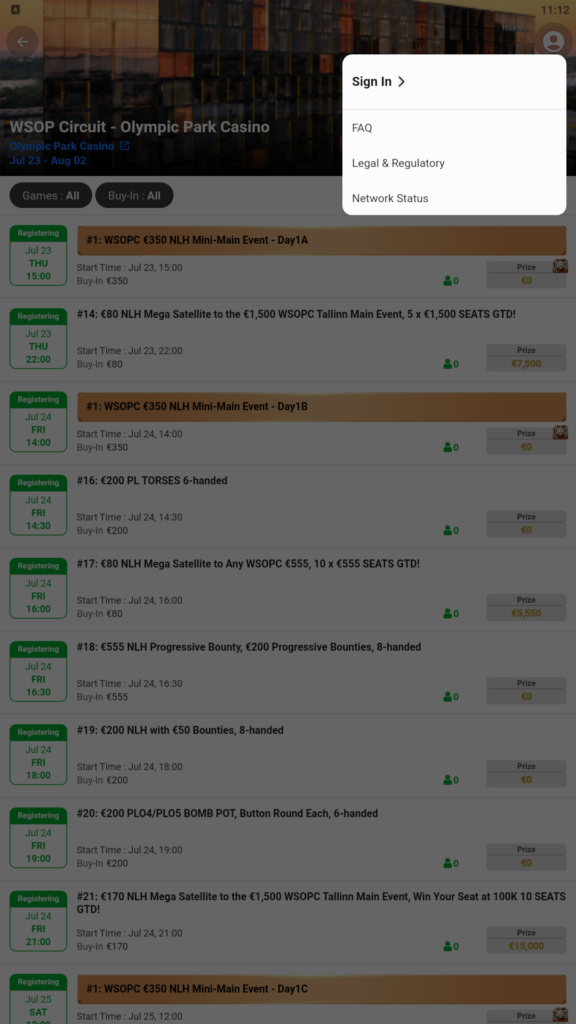 WSOP Live App Tallinn